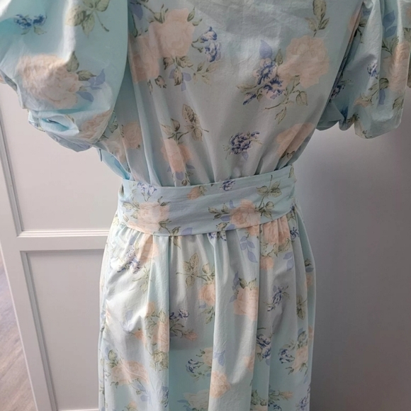 LOVESHACKFANCY X Target Estelle Blue Floral Puff Sleeve Romantic Dress 14 NWOT - Picture 10 of 16